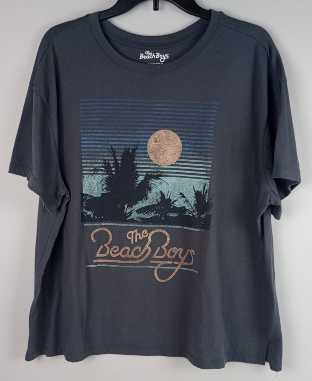 The Beach Boys XL Womens Dark Gray Retro Tropical Palm Sunset Graphic Tshirt